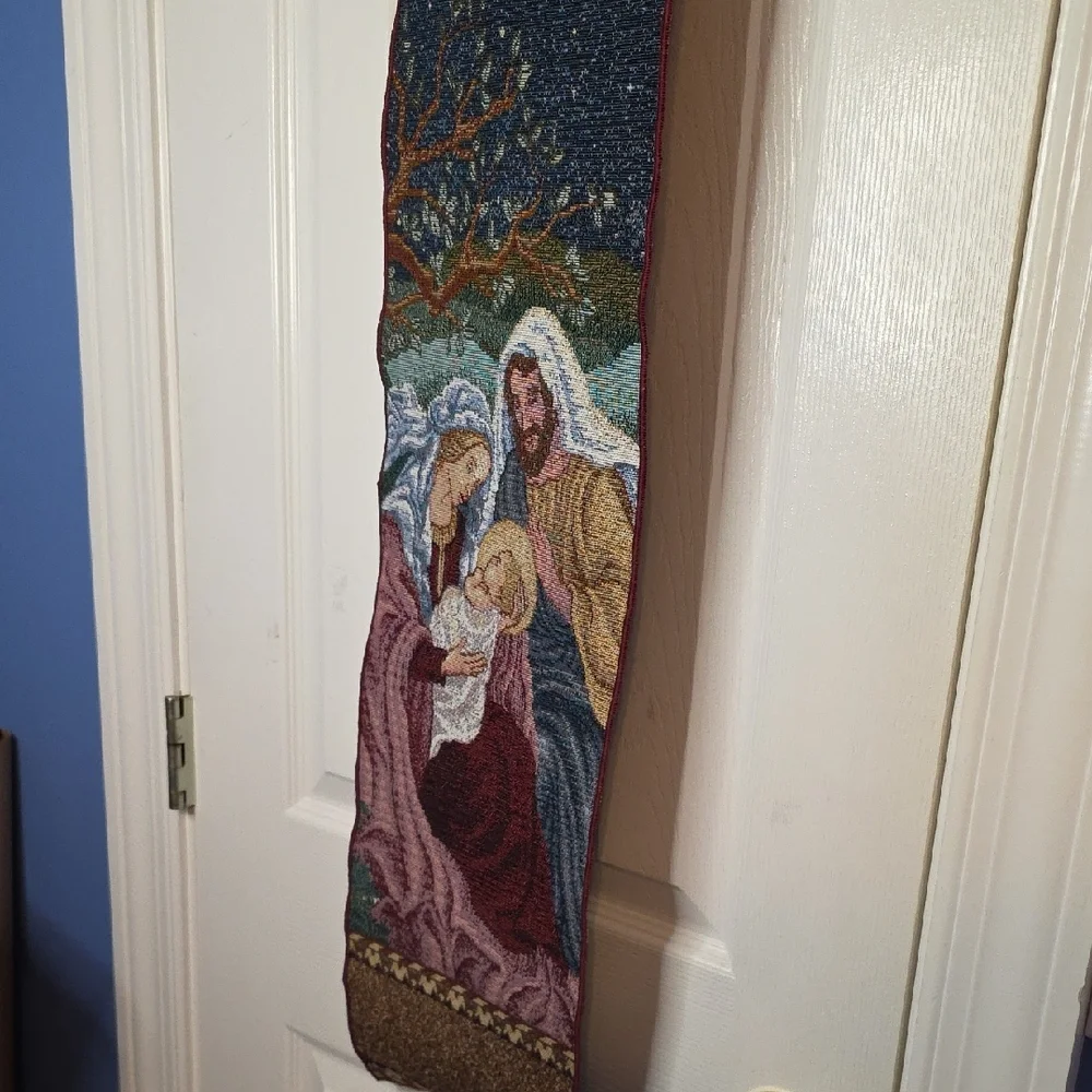 Religious Tapestry Wall Hanging Holy Family Christmas
